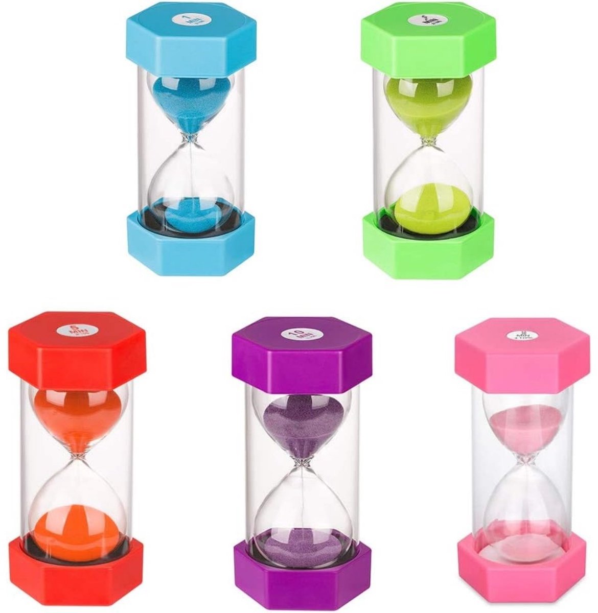 EXCITAT 5 stuks - Timer - Zandloperset - Zandlopertimer - Geschikt voor thuis, buiten, restaurant, studeerkamer