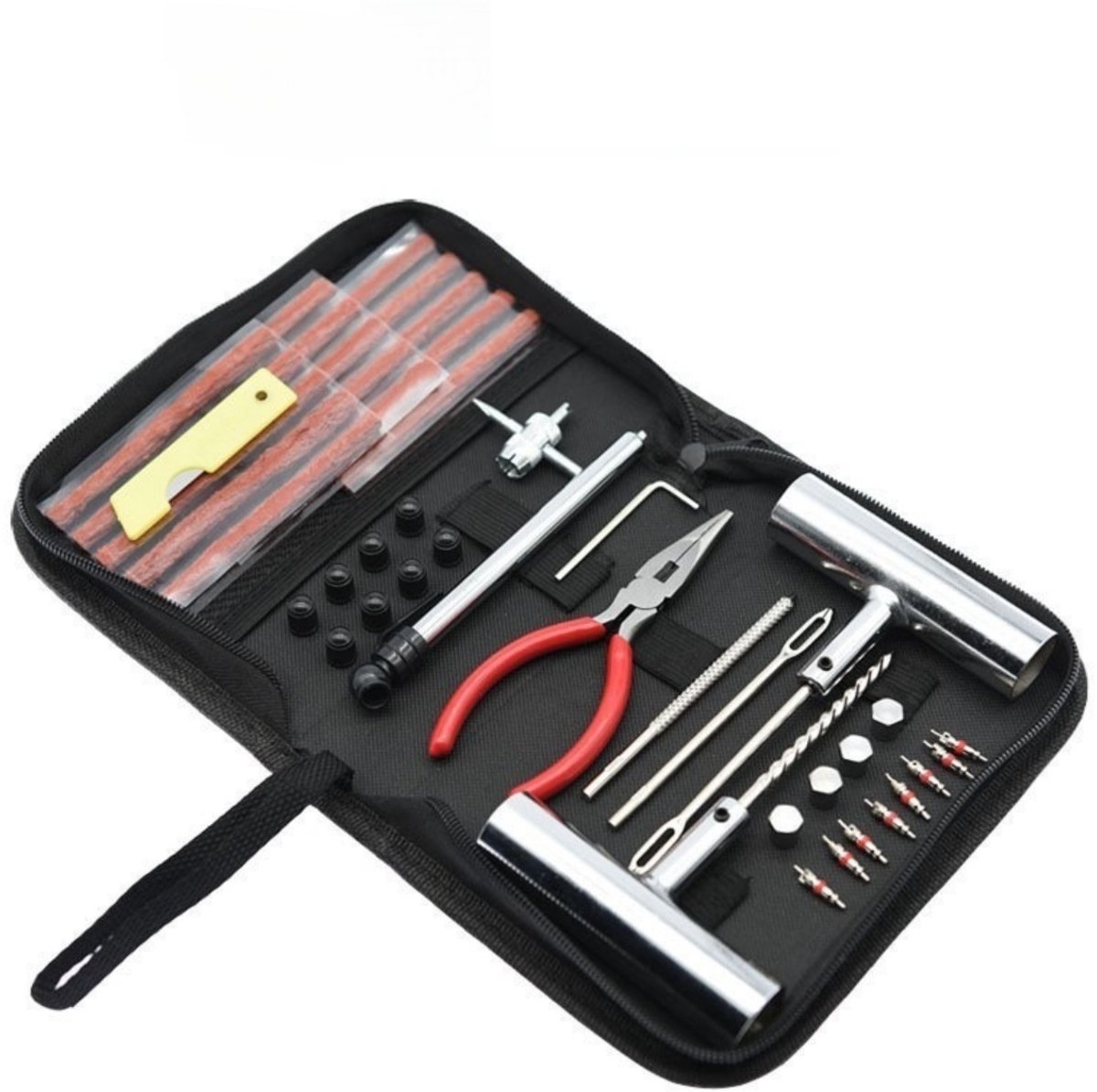 EXCITAT Bandenreparatieset - Autobanden reparatie set - Proppenset - Met stevige tas - voor Motor, brommer of Auto - 46 delige