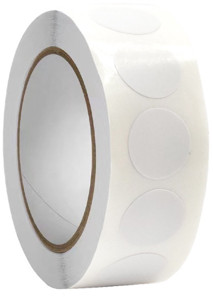 EXCITAT Cirkelstickers - Polka Dot Stickers - Codeerlabels - Geschikt voor kantoor, bedrijf, thuis, klaslokaal - 1,3 cm - 1000 stuks - Wit