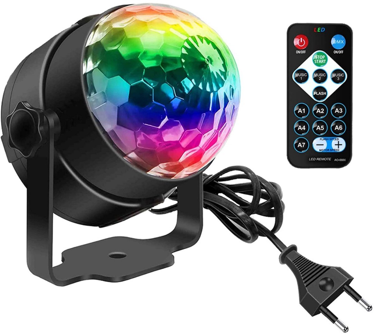 EXCITAT Disco Ball Party Light - Disco Light - Stroboscoop Podiumlicht - met Afstandsbediening - Muziekbediening - Geschikt voor DJ-lampen, Feestgadgets