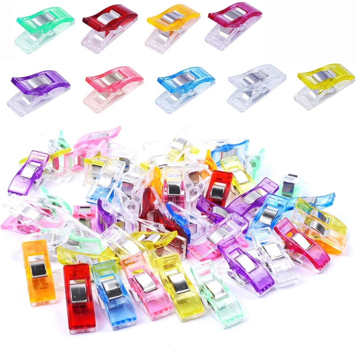 EXCITAT Klemmen - Naai clips - Stofklemmen - Naaiaccessoires - Ideaal voor naaien, het bevestigen van stoffen en meer - Diverse kleuren - 100 stuks