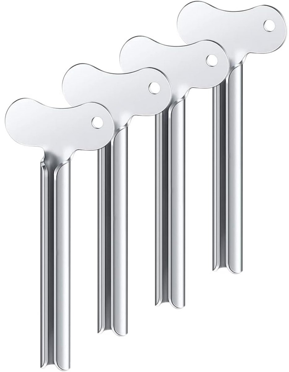 EXCITAT Tubeknijper voor tandpasta - Tubeknijper - Metalen tubeknijper - Geschikt voor handcrème, tandpasta, verf en mosterdtubes - 4 stuks - Zilver