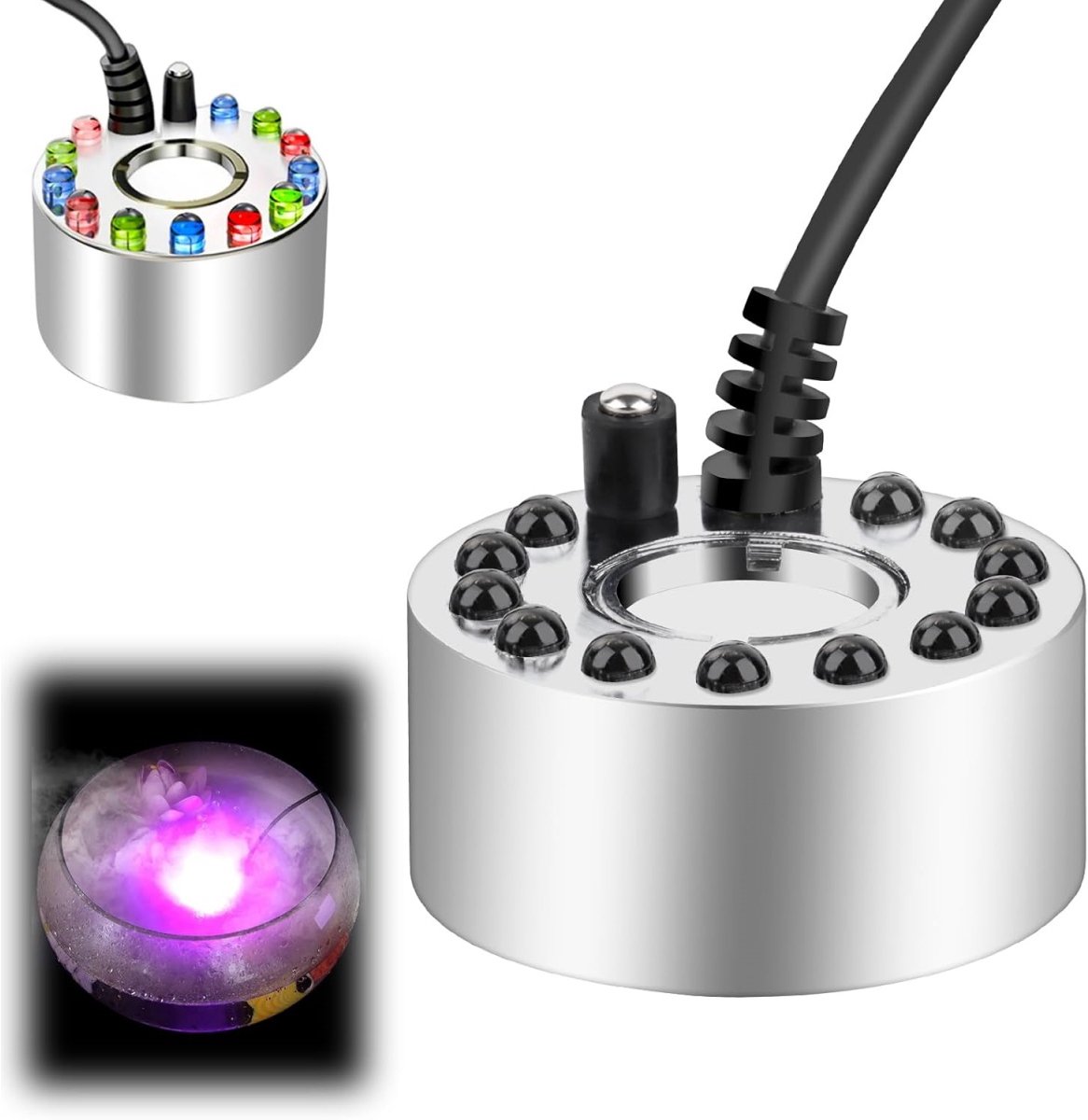 EXCITAT Verstuiver - met LED-licht - Metalen verstuiver - Luchtbevochtiger - Geschikt voor fonteinen, vijvers, feesten en visvijvers