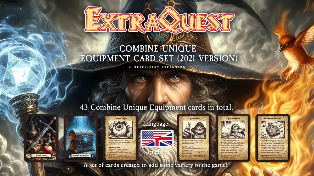 ExtraQuest - Combine Unique Equipment card set **ENGLISH ONLY** (Heroquest 2021 Edition)