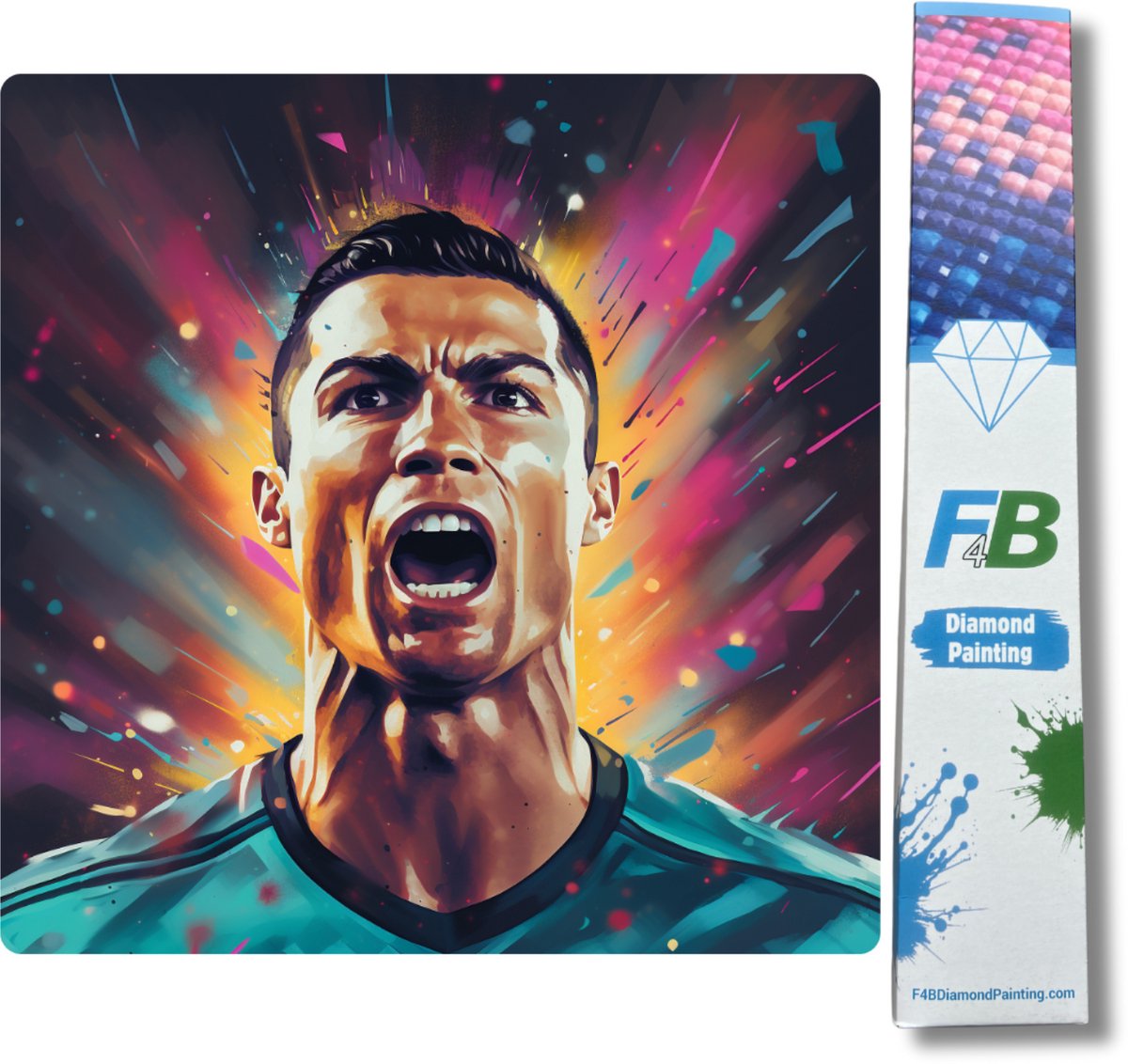 F4B Diamond Painting Cristiano Ronaldo – 40x40 cm – Vierkante Steentjes