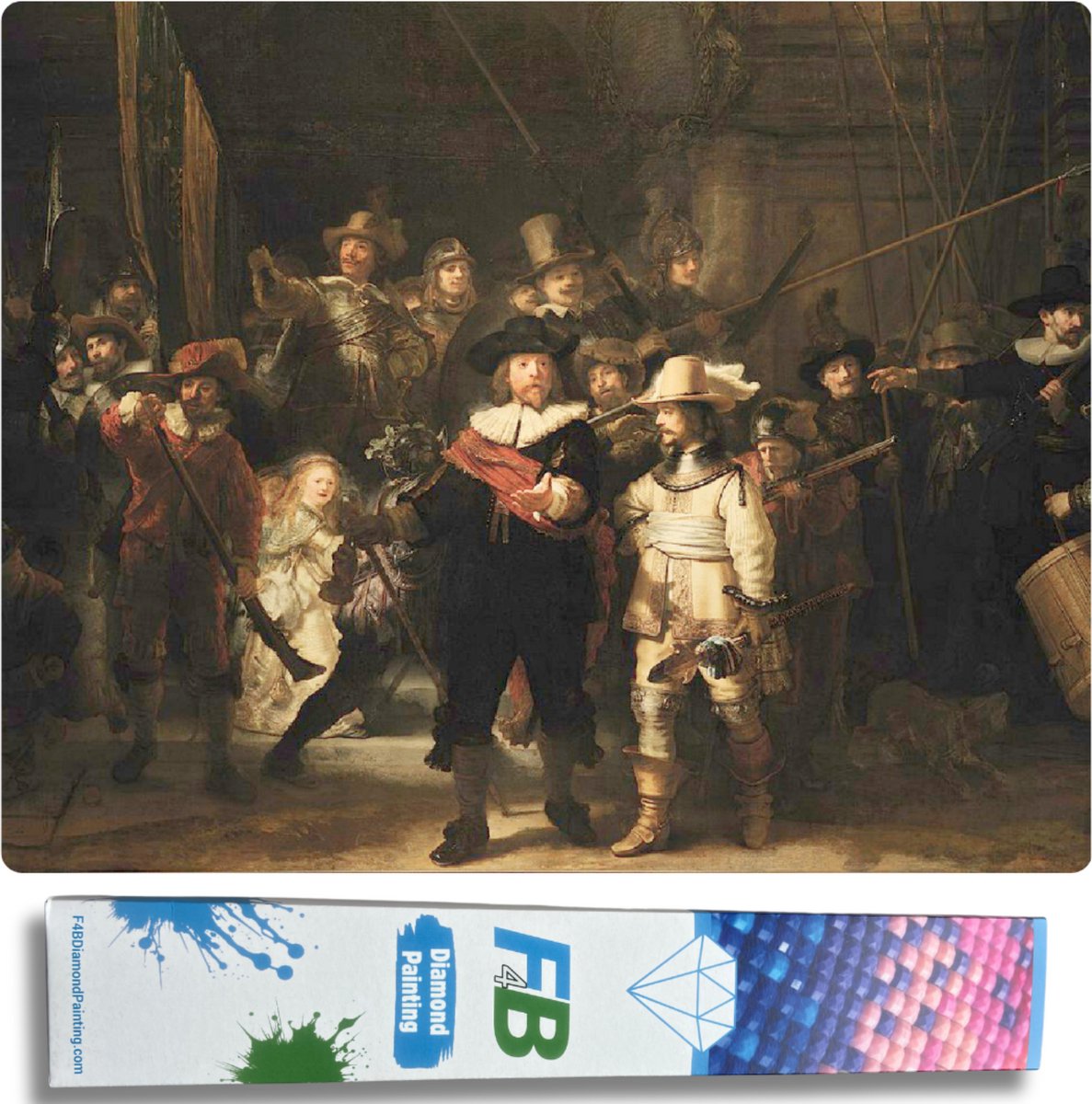 F4B Diamond Painting De Nachtwacht – 50x70 cm – Vierkante Steentjes