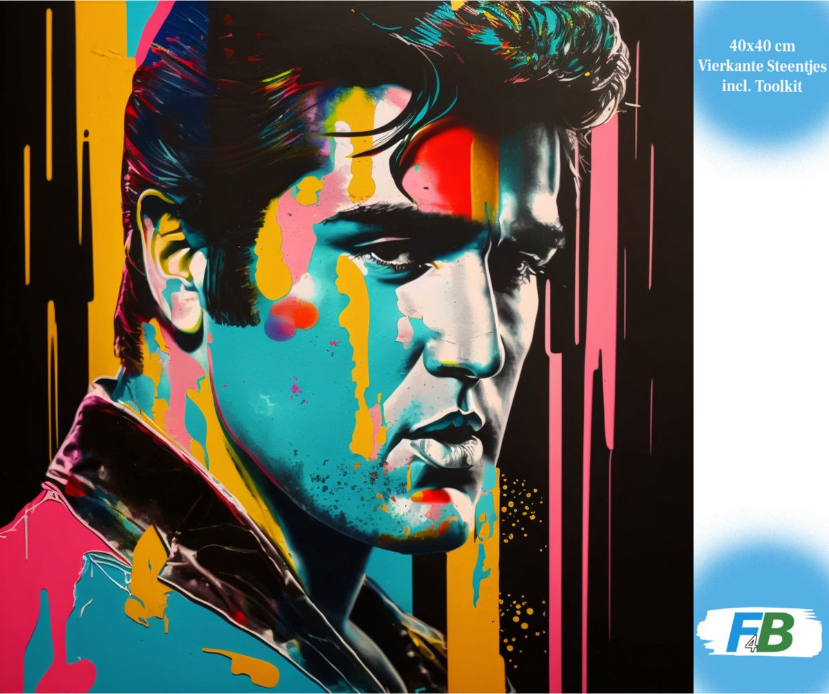 F4B Diamond Painting Elvis Presley – 40x40 cm – Vierkante Steentjes