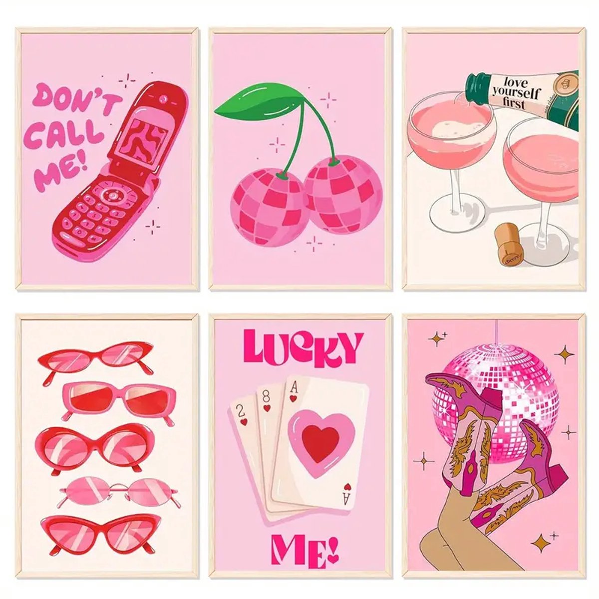 FA-VE Schilderen op Nummer Set – 6x Pop Art Schilderijen – DIY Oprolbaar Schilderdoek – 20x30 cm – Inclusief Verf & Penselen