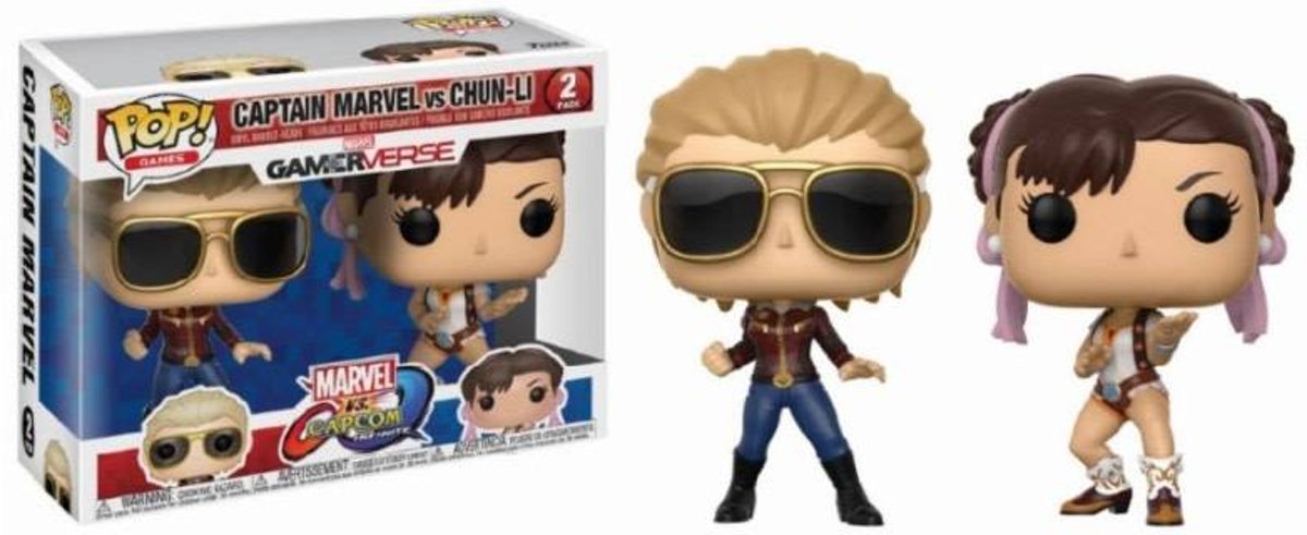 Pop! Marvel and Capcom: Captain Marvel vs Chun-Li 2-Pack