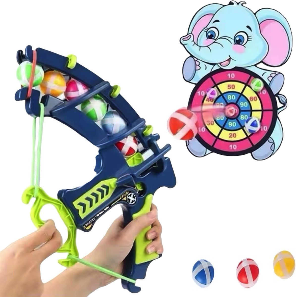 FEMUR Boogschiet-set - Boogschieten voor Kinderen - Kinderspeelgoed - Spelend Leren - Pijl en Boog Speelgoed - Montessori - Inclusief Boog, Doel en Balletjes - Olifant