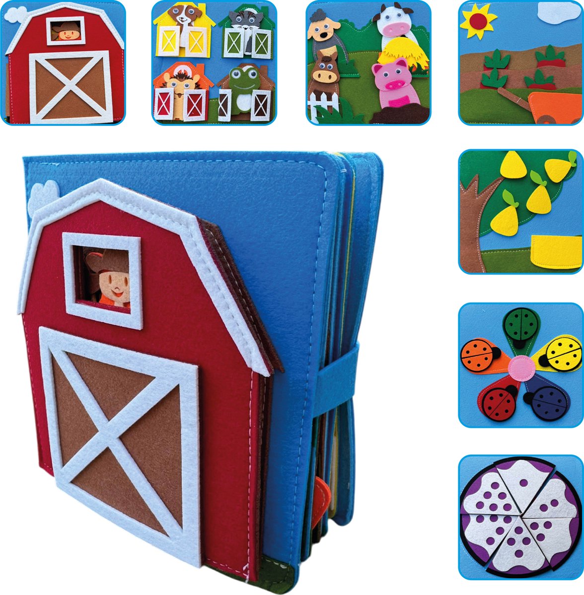 Femur – Boerderij – Speelboek – Vilten – Dieren - Montessori – Sensomotorisch - Busy Board - Vilt