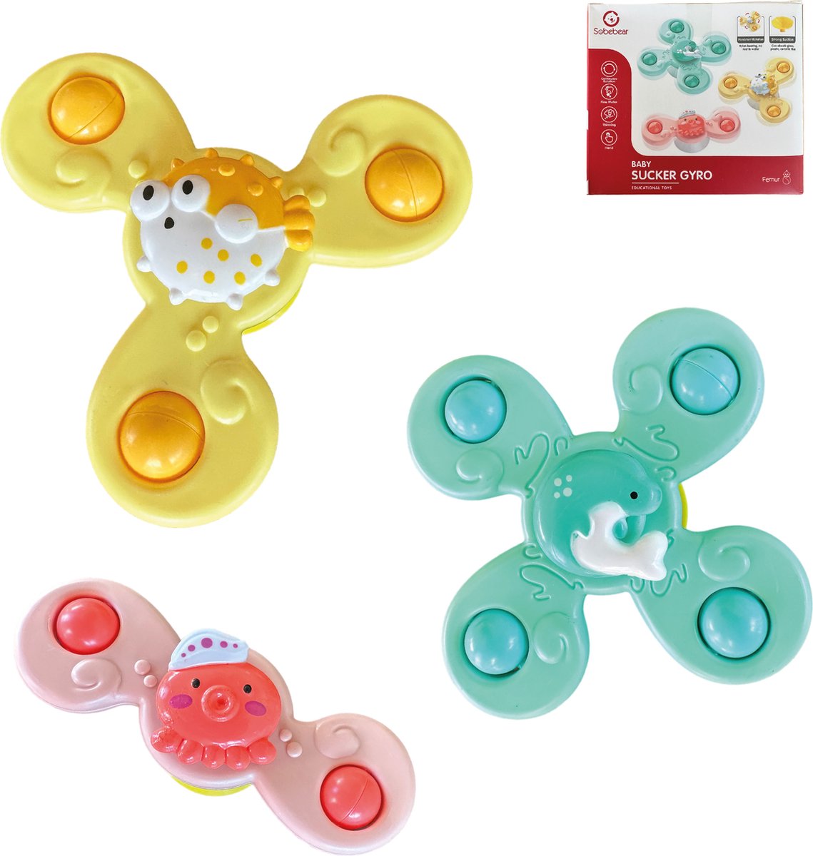 Spinner - Fidget - Badspeelgoed - Baby Spinner - Speelgoed - Pastelkleur