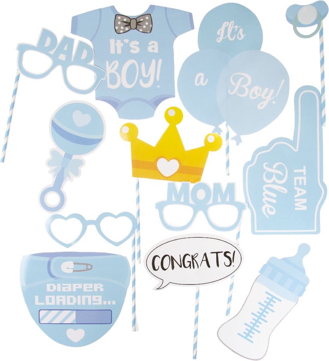 Photoprops Baby Jongen - 12 delig - Its a Boy - Baby Shower - Gender Reveal - Blauw