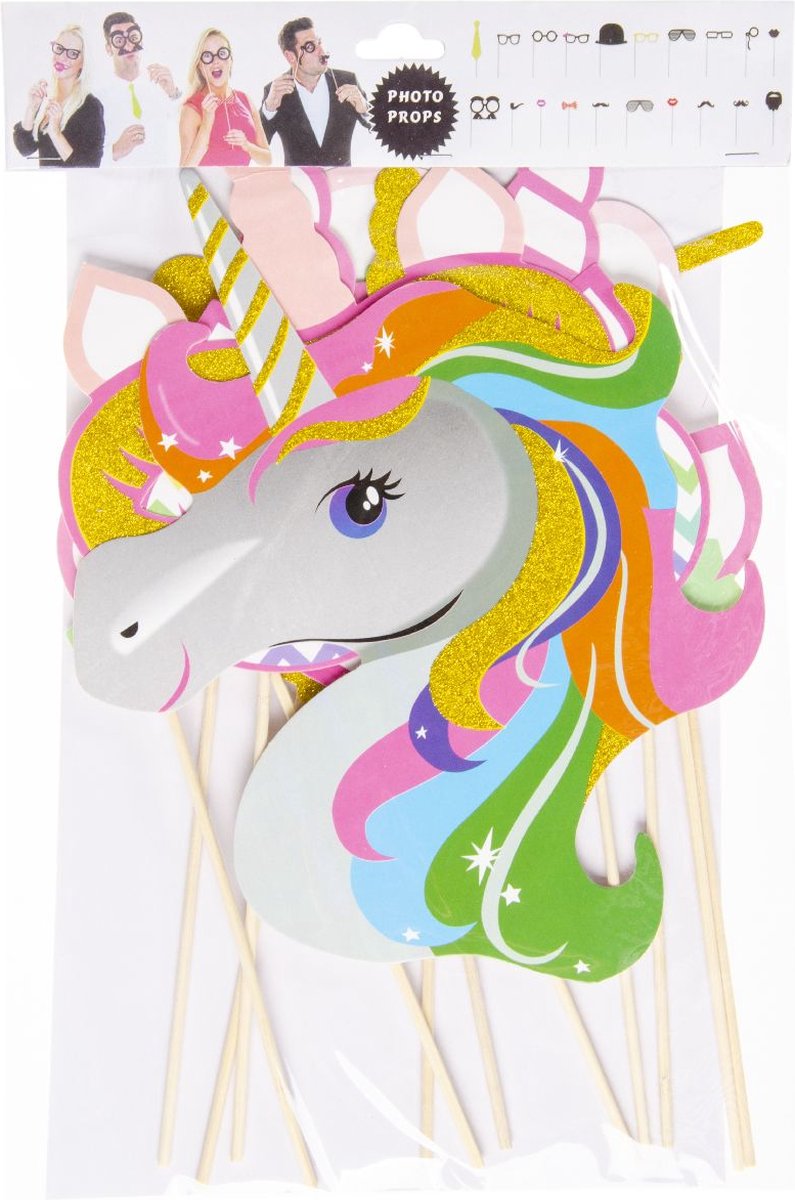 Photoprops Unicorn 12 Delig - Eenhoorn - Meisjes - Verjaardag - Roze