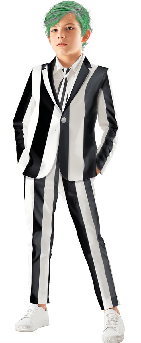 FIESTAS GUIRCA, S.L. - Kinderfilm spookkostuum zwart-wit - 98/104 (3-4 jaar)