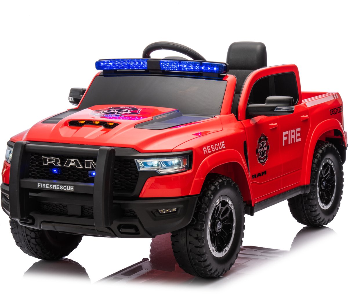 Dodge RAM 1500 - Elektrische Kinderauto 12V - brandweer kinderauto - Met Afstandsbediening - 1 tot 5 jaar - Brandweerauto
