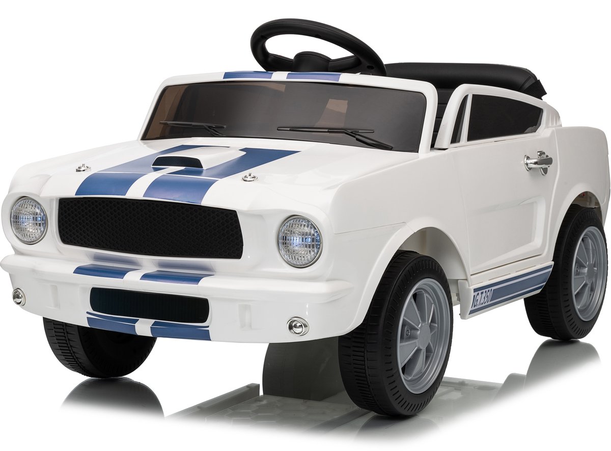 Elektrische Kinderauto 12V, Shelby GT350 Met Afstandsbediening - accuvoertuigen - accu auto voor kinderen - Wit