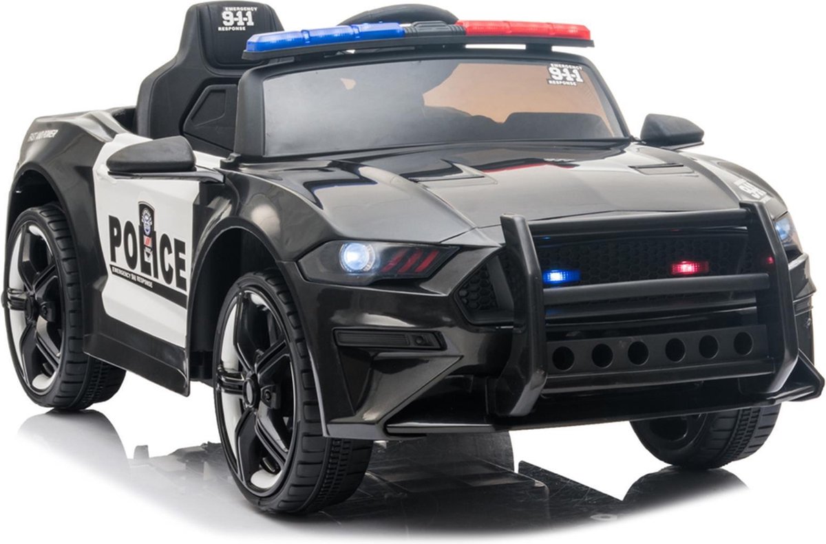 Elektrische Politie Kinderauto met werkende zwaailichten, megafoon en Afstandsbediening