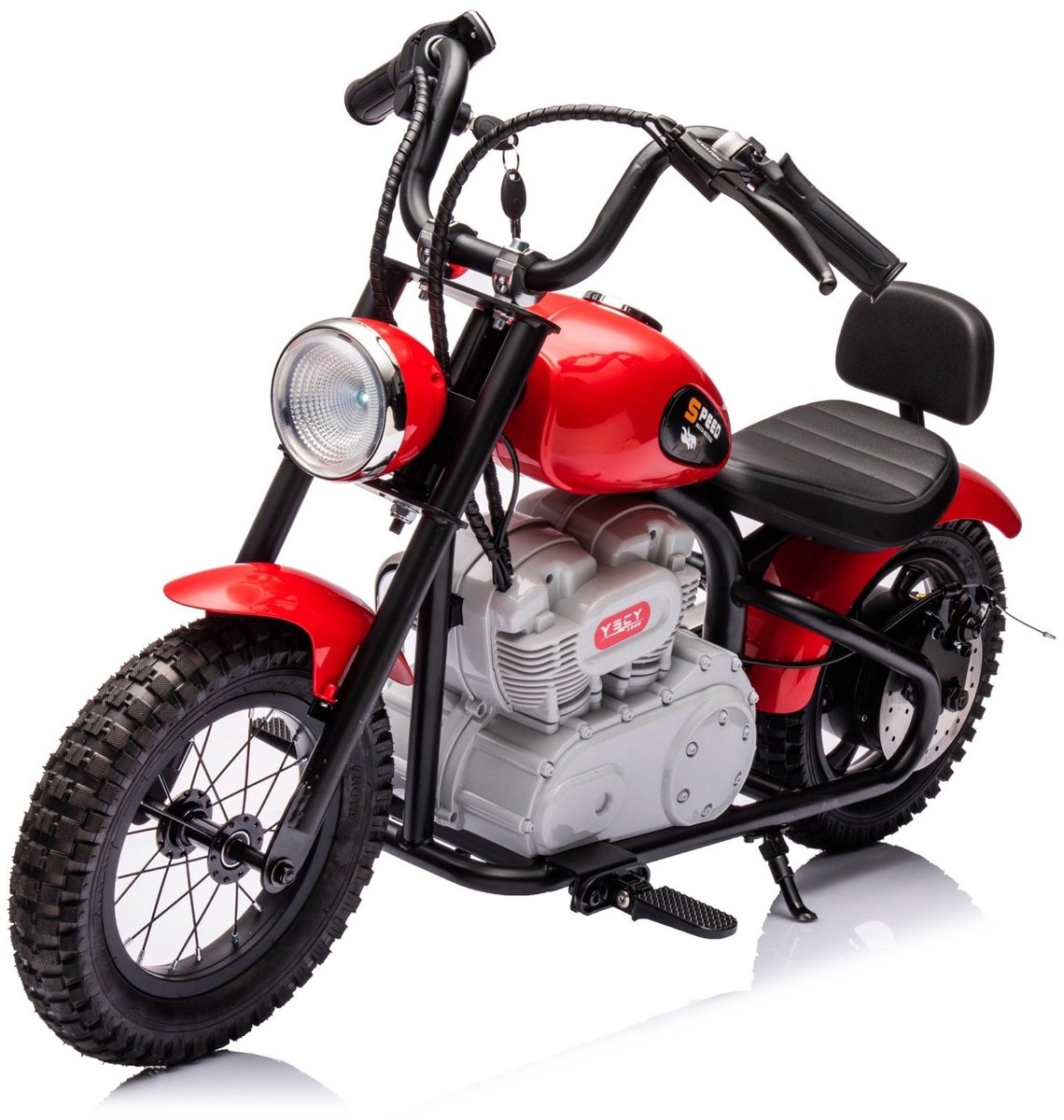 FINOOS Elektrische kindermotor 36V - Kindermotor - 25 km/u 5 tot 10 jaar - luchtbanden - Rood