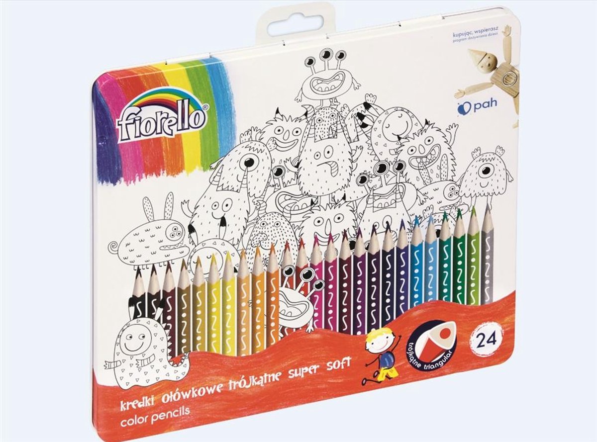 Kredki Fiorello Super Soft 24 kolory metalowe pudełko
