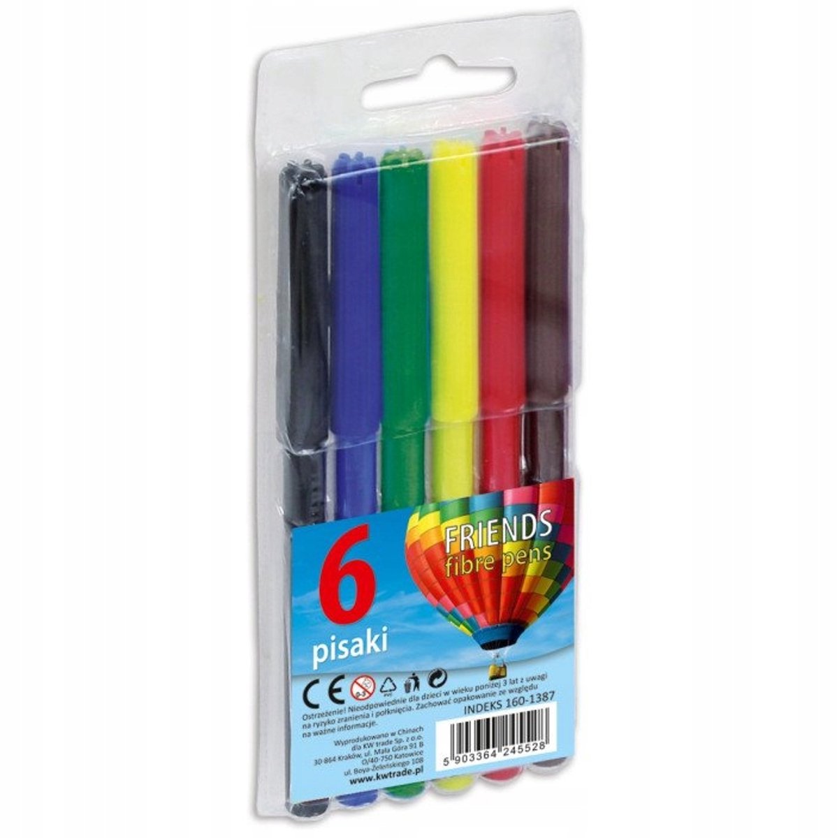 Vrolijke Viltstiften Set 6 Kleuren FRIENDS - Levendige Kleuren