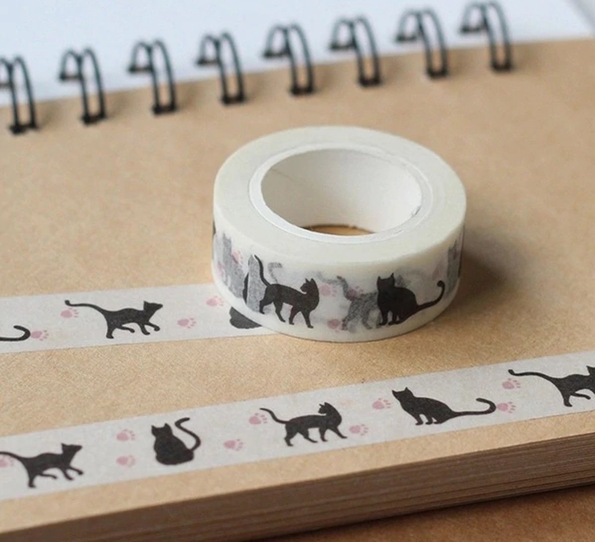 FISKA - Washi Tape Poes - 1,5 cm Breed - Washi Papier - Washi Tape Kat