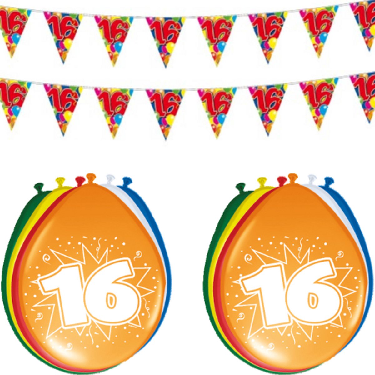 16 jaar versierpakket - verjaardag - 4delig