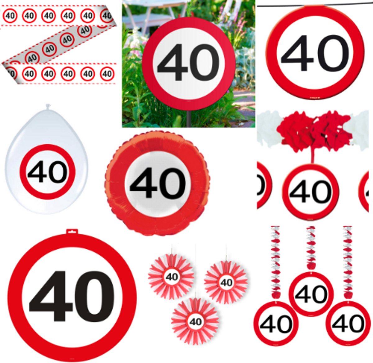 40 jaar versierpakket – feestpakket – pakket L – verkeersbord