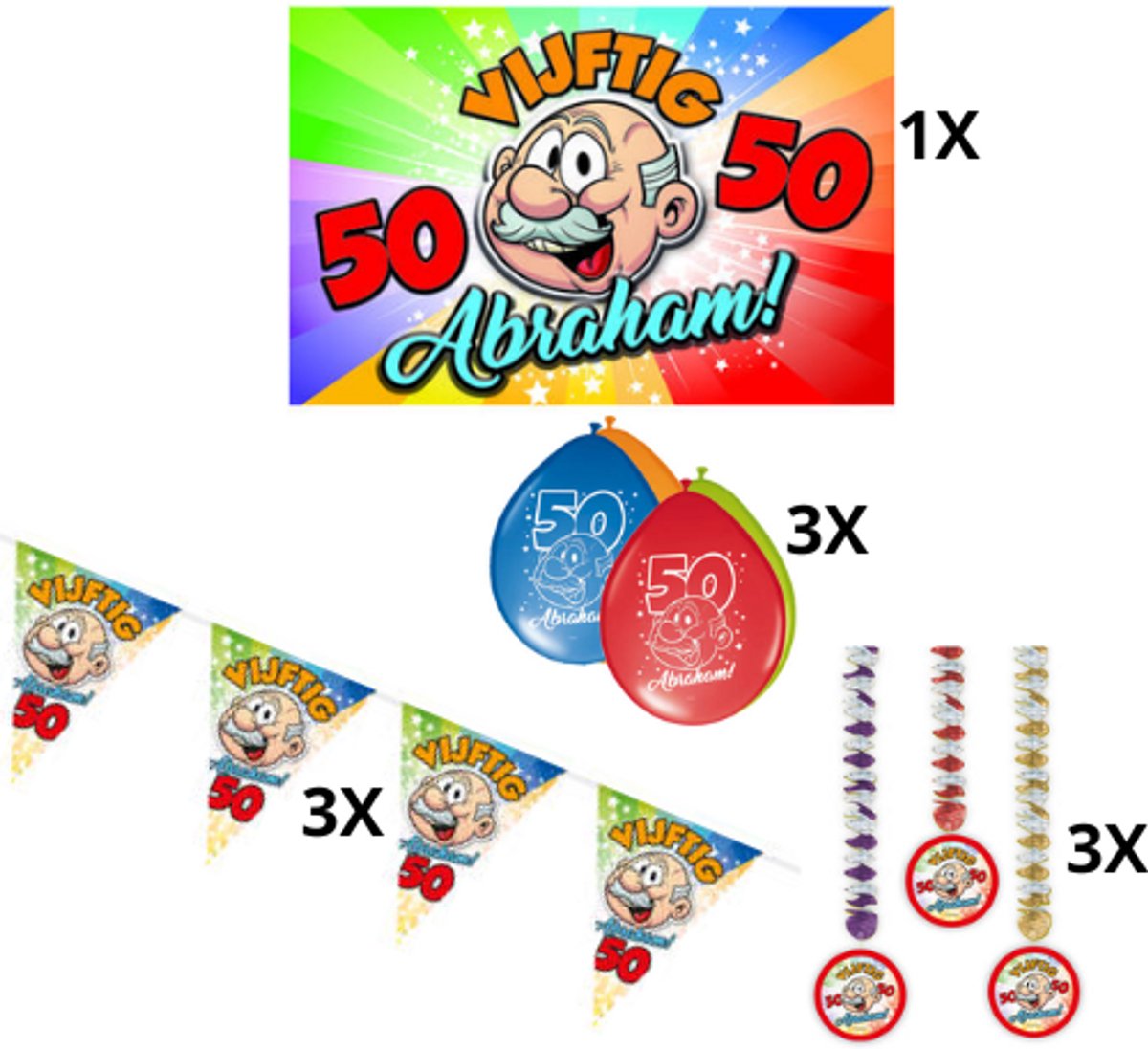 Abraham versierpakket - feestpakket - 50 jaar - regenboog