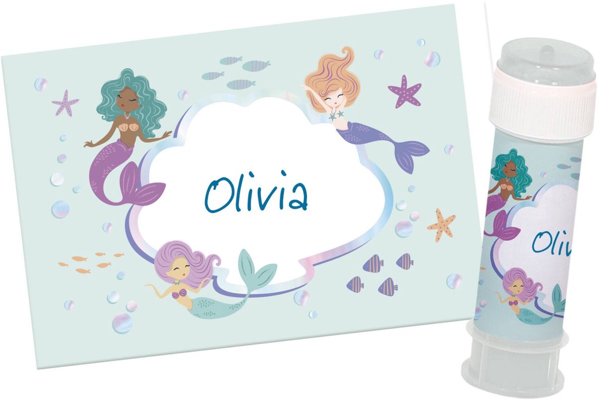 ZEEMEERMIN MERMAID BELLENBLAAS WIKKELS PAPIER FOLAT 6 STUKS