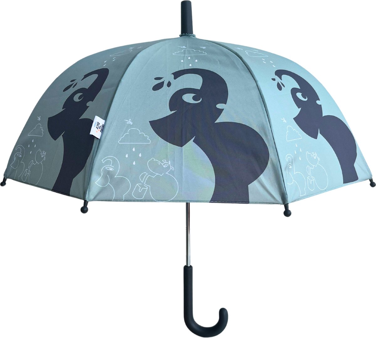 Follow The Duck kinderparaplu olifant saliegroen 60cm multicolor.