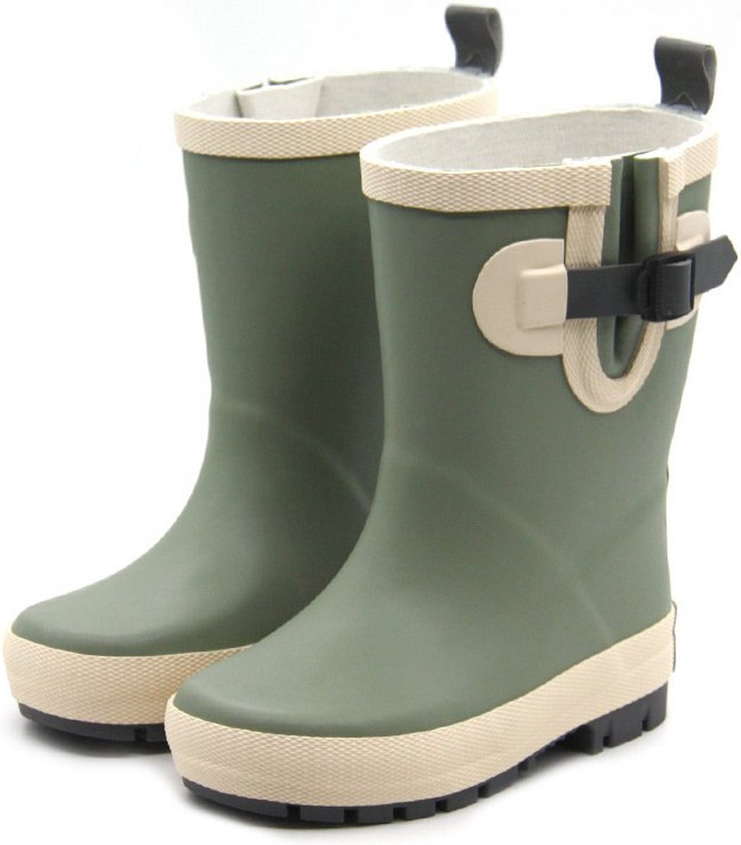 Follow The Duck rubberlaarzen kinderschoenen saliegroen maat 30 waterdicht.