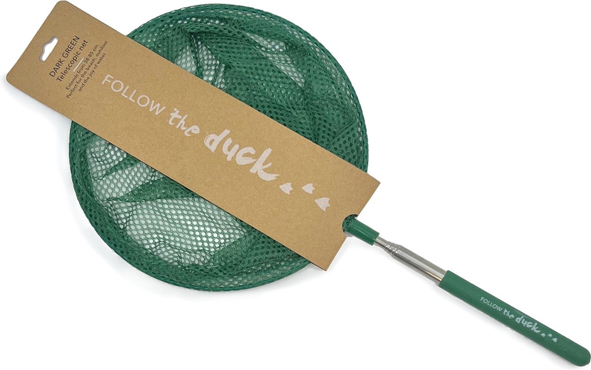 Follow The Duck telescopisch net donkergroen speelgoed buitenavontuur.