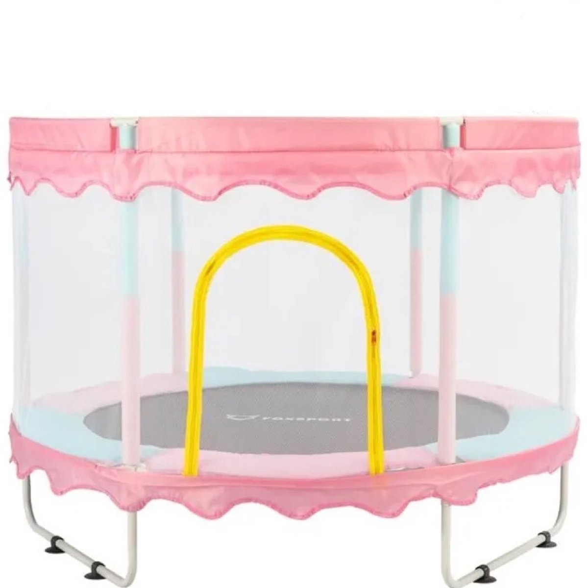 FOXSPORT Kinder Trampoline - Trampoline met Elastieken - Outdoor - Buitenspeelgoed - Trampoline met veiligheidsnet - 110 cm Veiligheidsnet - 150 cm - Roze