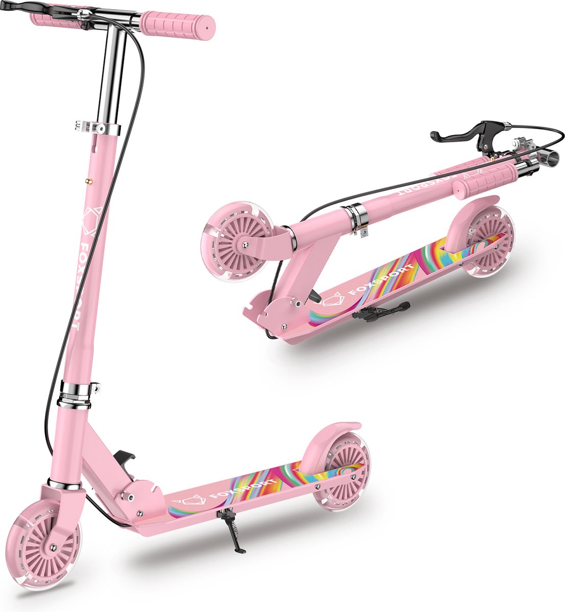 FOXSPORT Kinderstepjes - Kinderscooter -Kinderstep-Draagkracht tot 100 kg-Kick Step - Lagers ABEC-7- Drie instel - Roze