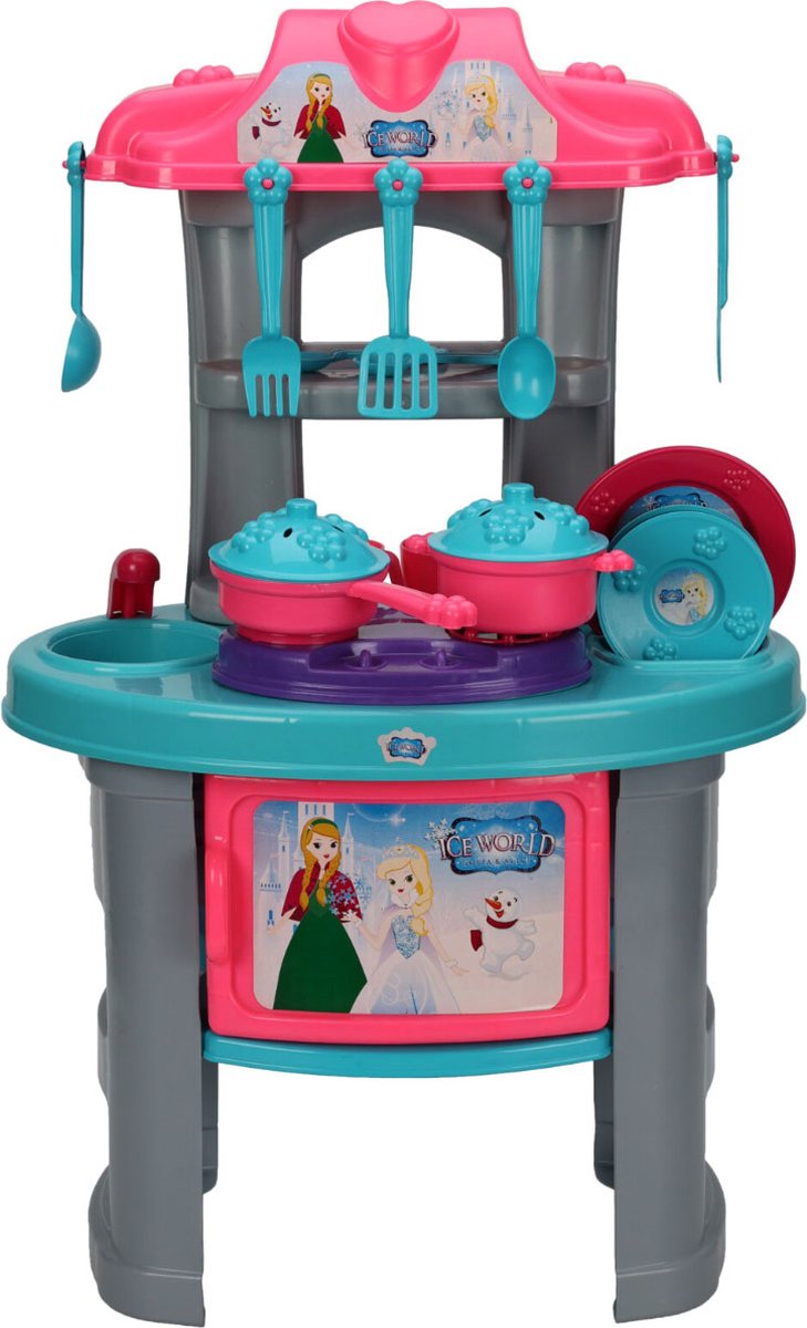 Free en Easy Kinderkeuken - Speelgoed Keuken-incl.keukenaccesoires-25-delig-45 x 28 x 70 cm