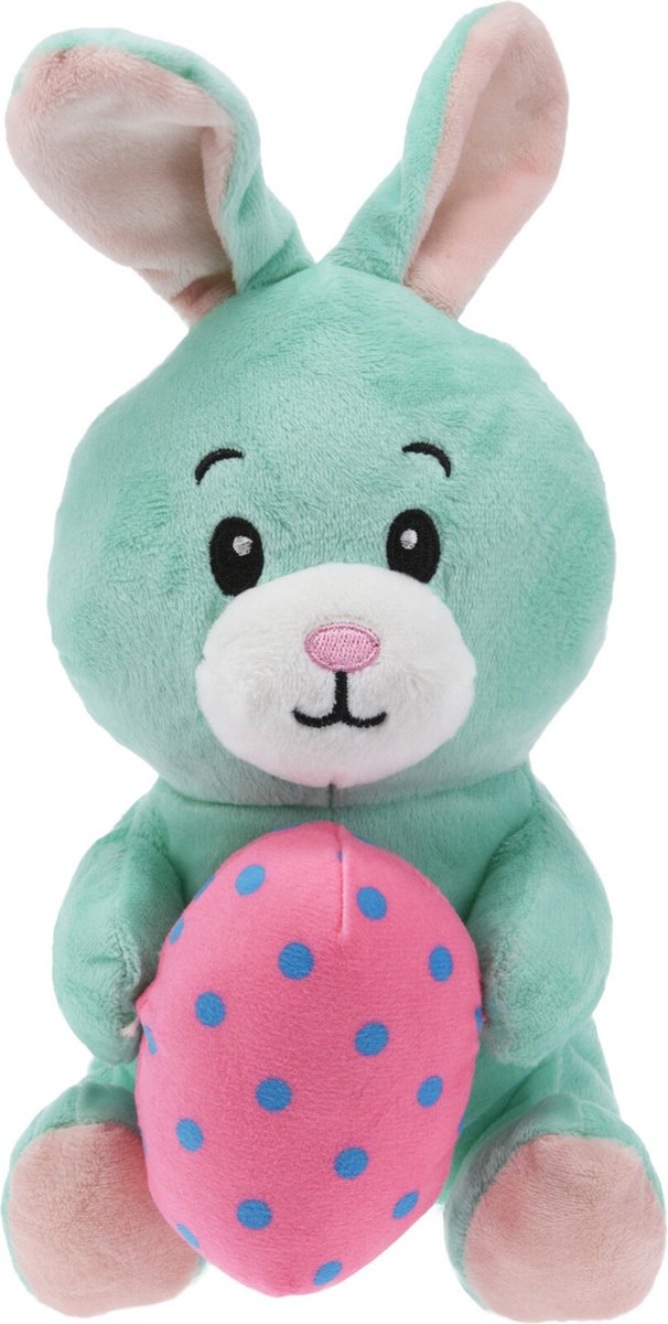 Paashaas/haas/konijn knuffel dier - zachte pluche - mintgroen - cadeau - 20 cm - met paasei