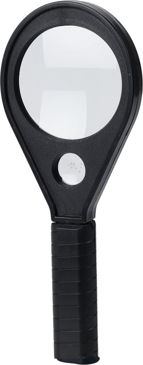 Vergrootglas met dubbele lens - kunststof - zwart - 15 x 6 cm - Wetenschap/onderzoeken/lezen - speelgoed voor kinderen