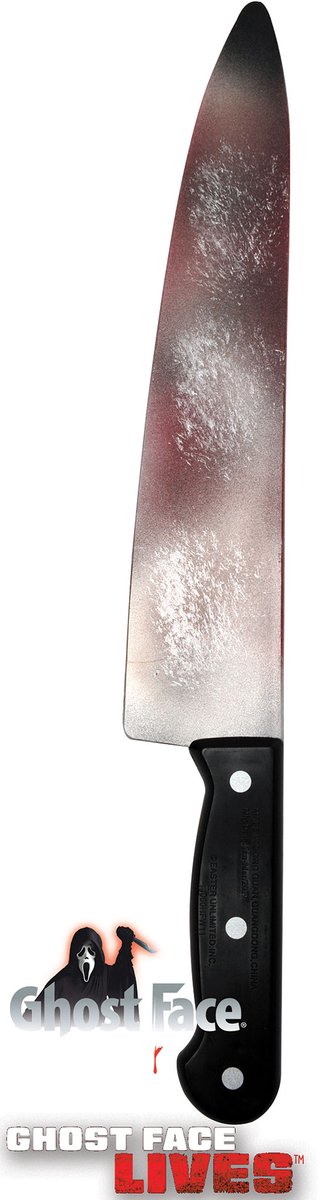 Fun World Ghost Face Bebloed Slagersmes Halloween Nep Mes met Bloed Scream Horror Verkleedaccessoire Halloween Decoratie Nepbloed - Officiële Licentie - Mes 38 cm