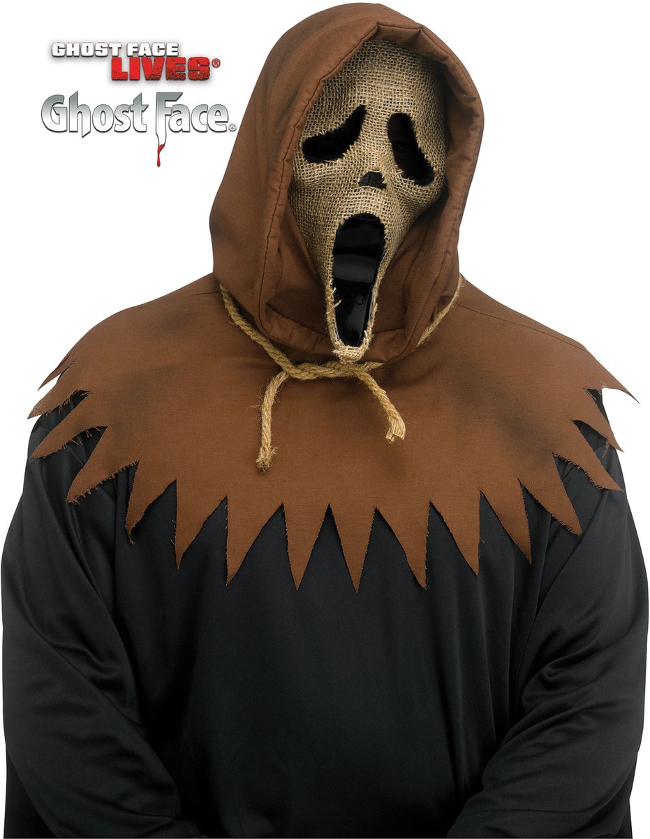 Fun World Ghostface Vogelverschrikker Masker met Capuchon Scream Masker Horror Verkleedaccessoire Halloween Masker Killer Carnaval - Officiële Licentie - Masker met Capuchon