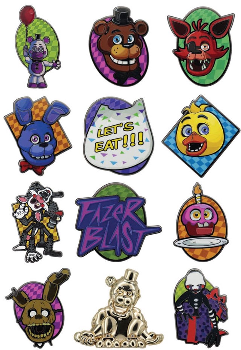 FaNaTtik FaNaTtik Five Nights at Freddy´s Pin Badge Display Mystery Pin Badge (12) Pins & Brooches - 1 Stuks