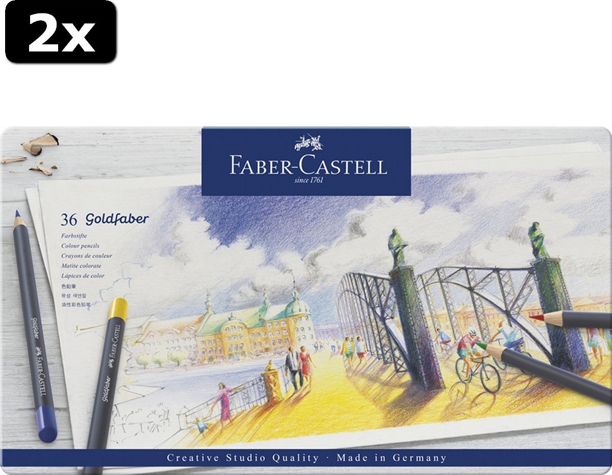 2x Faber Castell FC-114736 Kleurpotlood Faber-Castell Goldfaber Etui à 36 Stuks
