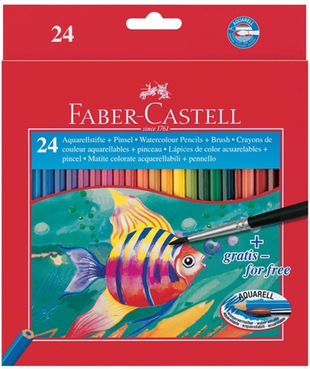 Aquarelpotlood Faber-Castell etui a 24 stuks + penseel