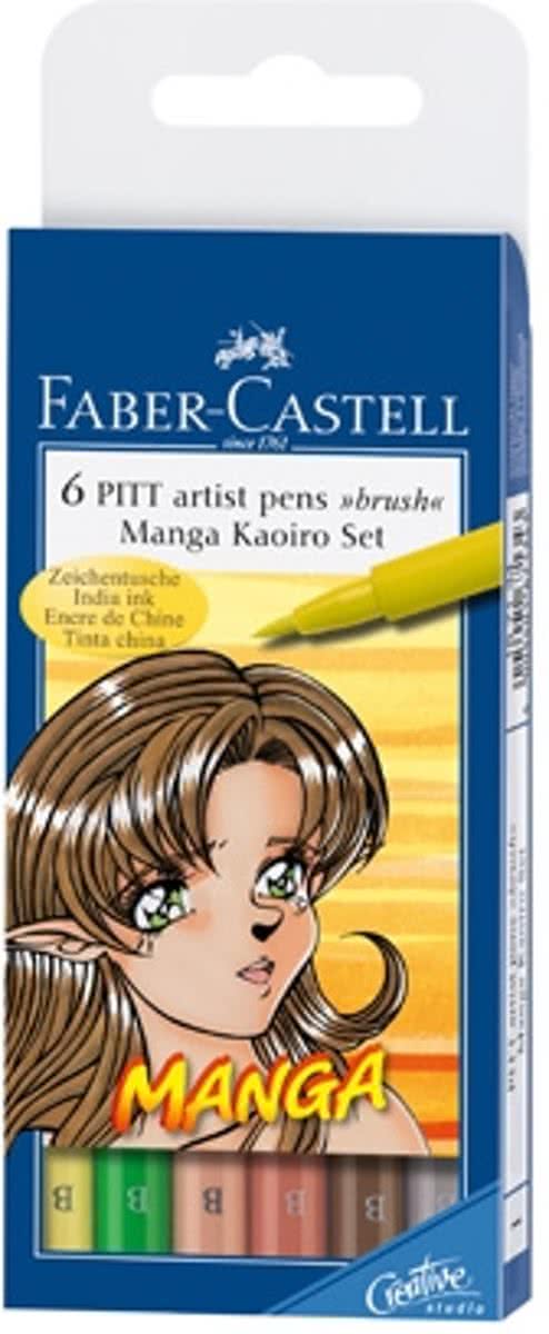 Faber Castell 6 Pitt artist pens brush Mango Kaoiro set