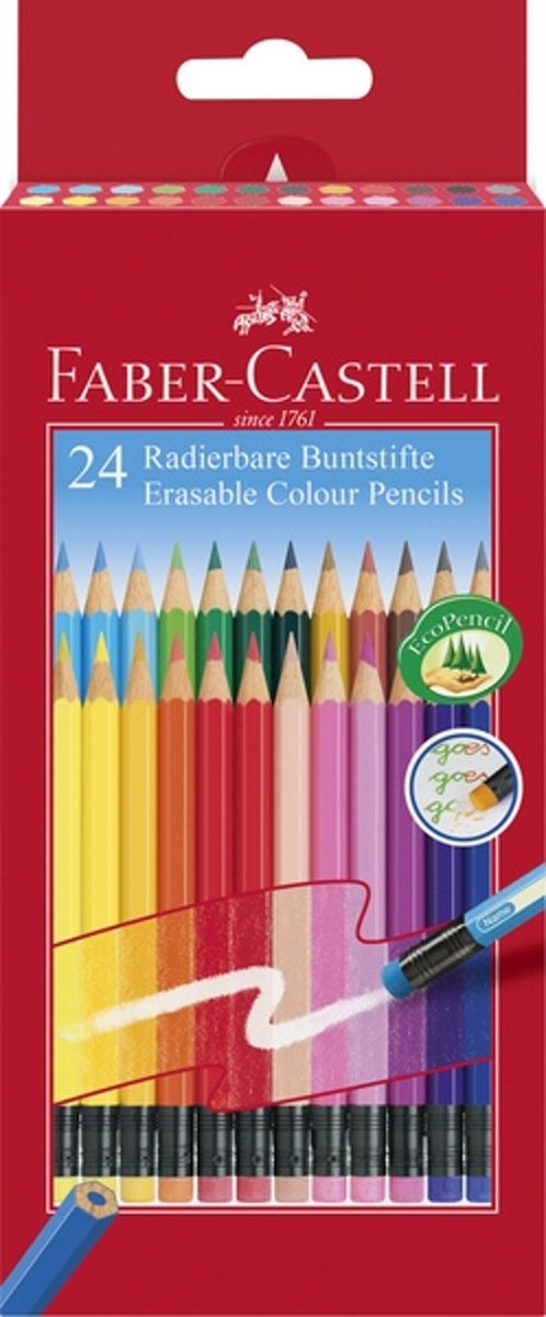 Faber Castell FC-116625 Kleurpotloden   Etui 24 Stuks Uitwisbaar
