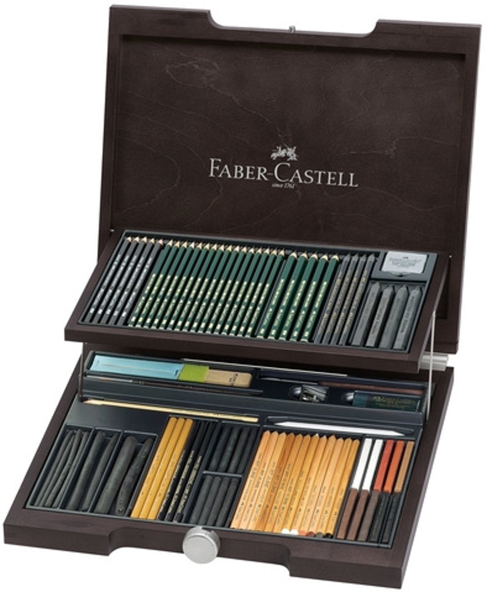 Faber Castell Pitt Monochromos Artist set houten koffer