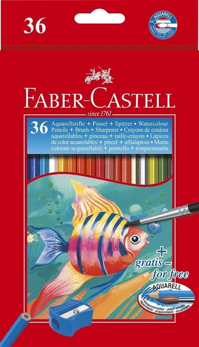 Faber-Castell aquarelpotloden - 36 stuks - met puntenslijper en penseel - FC-114437