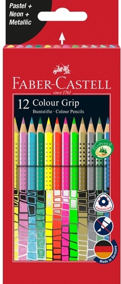 Kleurset   GRIP pastel, neon en metallic 12 stuks