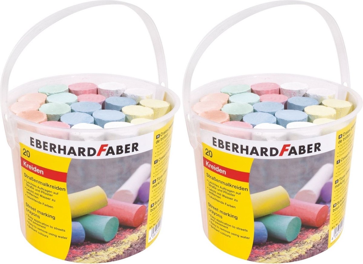 Set van 2x emmers met straatkrijt (20 stuks krijt per stuk)