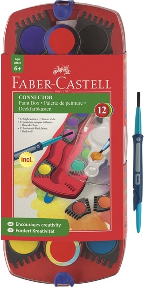 Verfdoos Faber-Castell Connector 12 kleuren met penseel